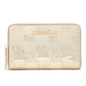 ⭐️MICHAEL KORS⭐️Pale Gold Jet Set Small Zip Around Card Case In Gift Box/NWT